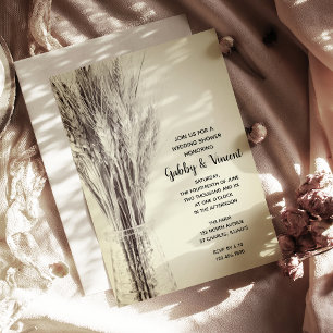 Dried Barley in Milk Bottle Farm Wedding Shower Invitation