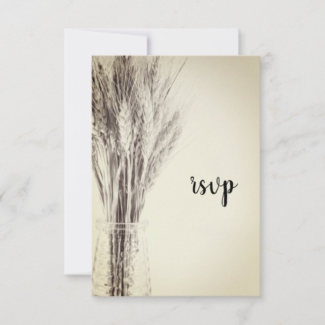 Dried Barley Milk Bottle Country Farm Wedding RSVP Card (Front)