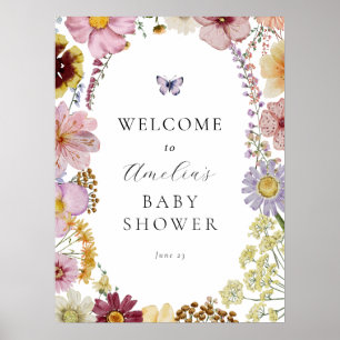 Dried Boho Wildflower Baby Shower Welcome Sign