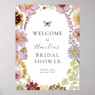 Dried Boho Wildflower Bridal Shower Welcome Sign