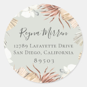 Dried Boho Wreath Return Address Sticker