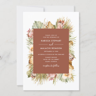 Dried Botanicals Boho Palms Watercolor Wedding Invitation
