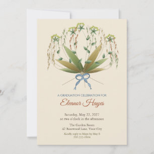 Dried Brome Bouquet Boho Graduation Invitation