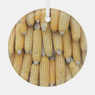 Dried Corn Stack: Textured Glass Ornament