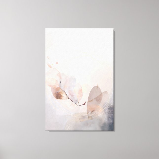 Dried Eucalyptus Leaves Gold Circle Minimal Art Canvas Print (Front)