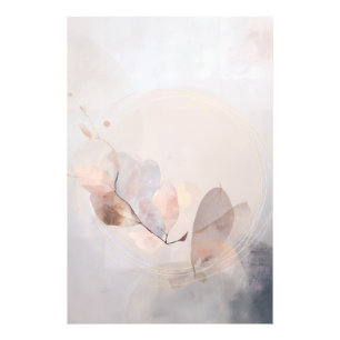 Dried Eucalyptus Leaves Gold Circle Minimal Art Photo Print