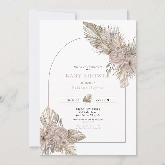 Dried Florals Desert themed Baby Shower Invitation (Front)