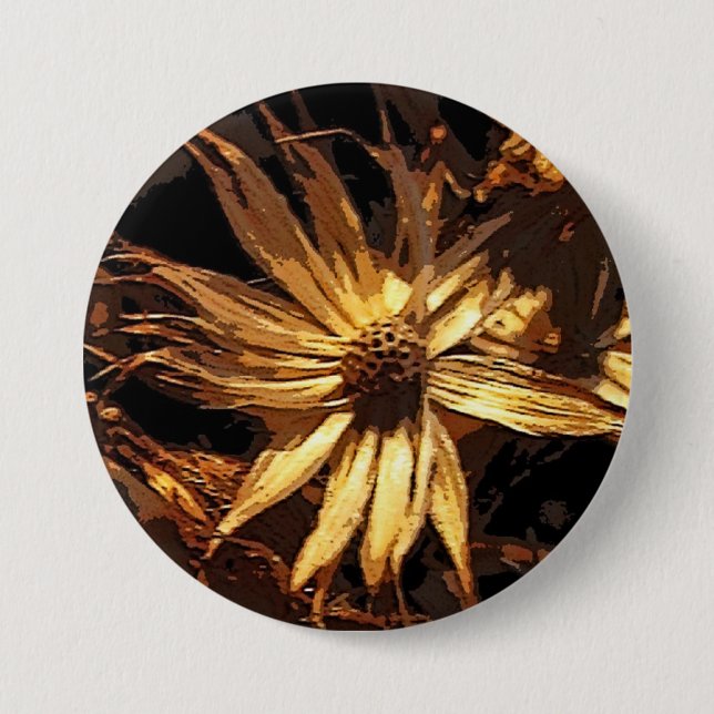 Dried Flower Abstract 3 Inch Round Button (Front)