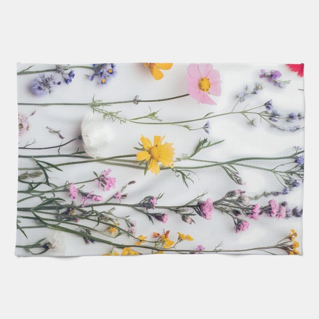 DRIED FLOWERS AESTHETIC FLORAL WILDFLOWER KITCHEN TOWEL (Horizontal)