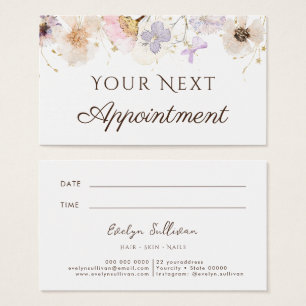 Dried flowers appointment card