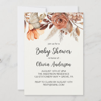 Dried Flowers Boho Baby Shower Invitation