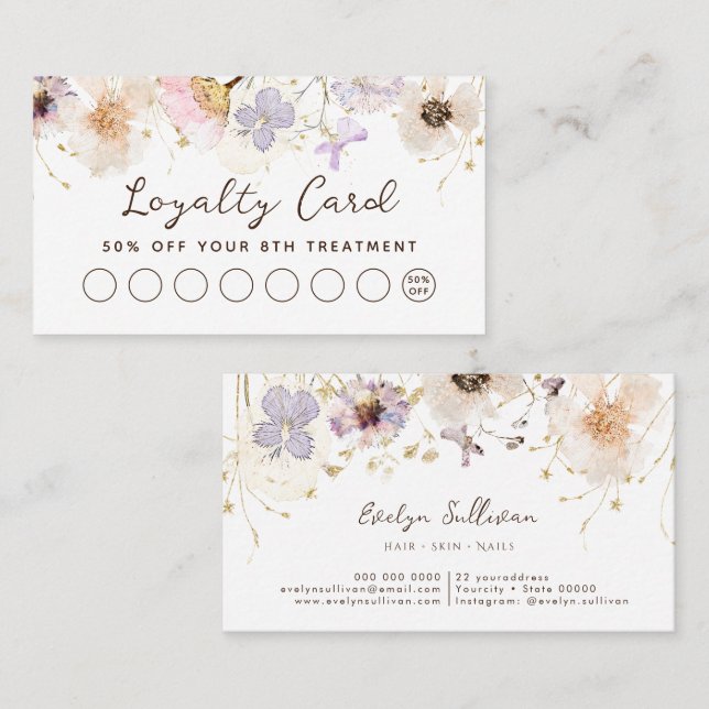 Dried flowers elegant loyalty card (Front/Back)
