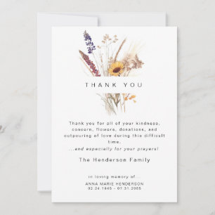 Dried Flowers Floral Bereavement Funeral Thank You