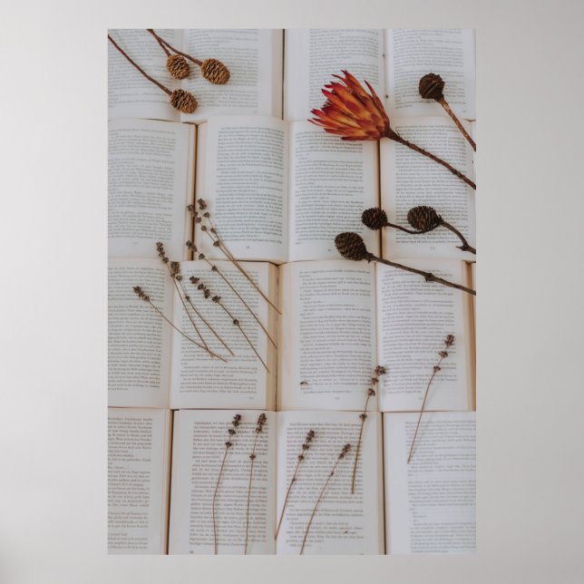 Dried flowers on books poster (Front)