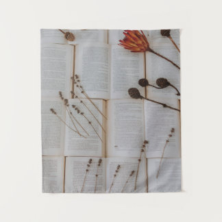 Dried flowers on books tapestry