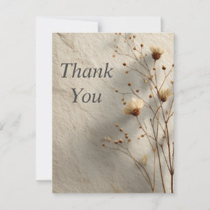 Dried Flowers on Cream Stone Thank You Card