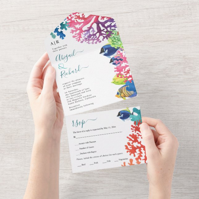 Dried flowers, pampas grass and palm leaf wedding all in one invitation (Tearaway)