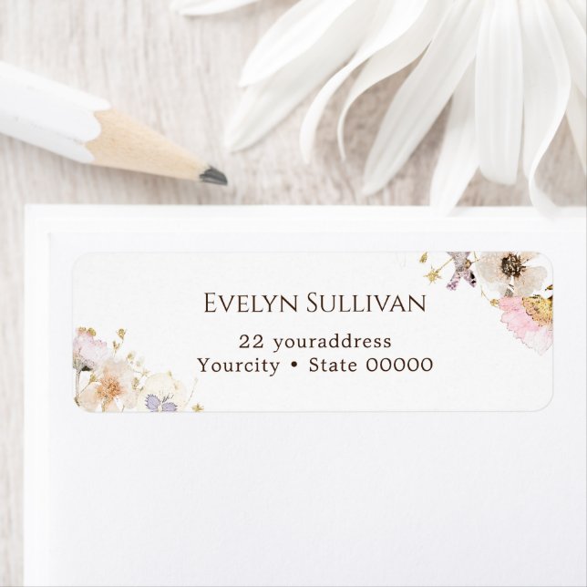 Dried flowers return address label (Insitu)