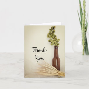 Dried Hops and Wheat Brewery Wedding Thank You Card