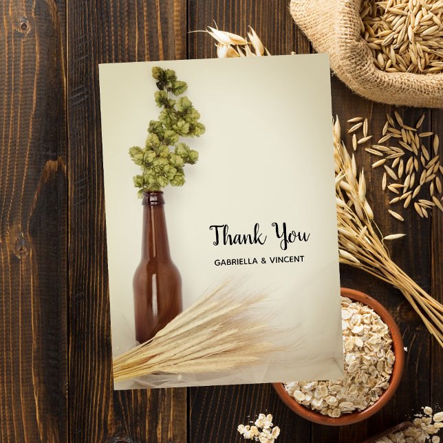 Dried Hops and Wheat Brewery Wedding Thank You Card (Creator Uploaded)