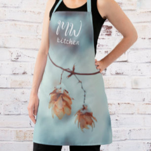 Dried Hops Garland in the Snowy Background Apron