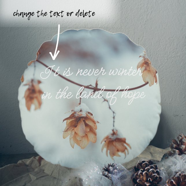 Dried Hops Garland in the Snowy Background Round Pillow (Creator Uploaded)