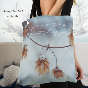 Dried Hops Garland in the Snowy Background Tote Bag