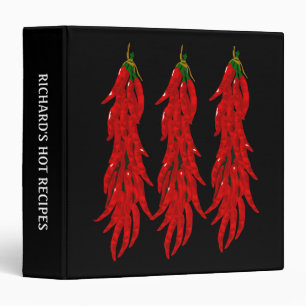 Dried Hot Chili Pepper Ristras Black 3 Ring Binder