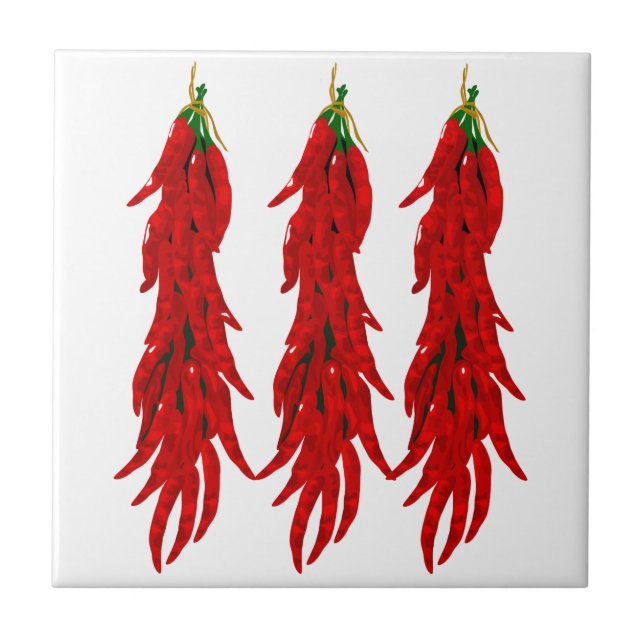 Dried Hot Chili Peppers Kitchen Tile (Front)