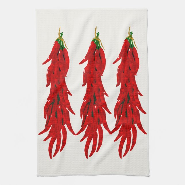 Dried Hot Chili Peppers Kitchen Towel (Vertical)