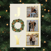Dried Orange Watercolor Wreath Joy Photo Gold