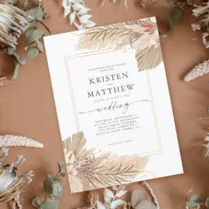 Dried Palm Boho Wedding Invitation