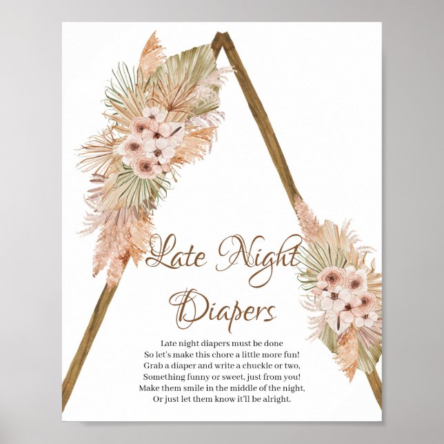 Dried Palm Leaves Pampas Grass Late Night Diapers  Poster (Front)