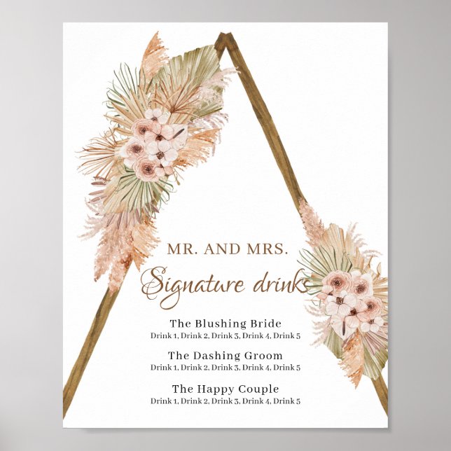 Dried Palm Leaves Pampas Grass Signature Drinks Poster (Front)