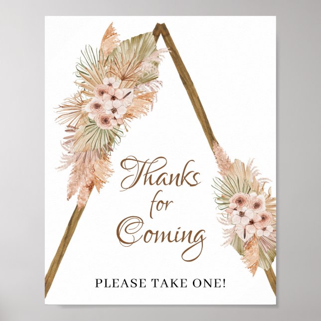 Dried Palm Leaves Pampas Grass Thanks for Coming Poster (Front)