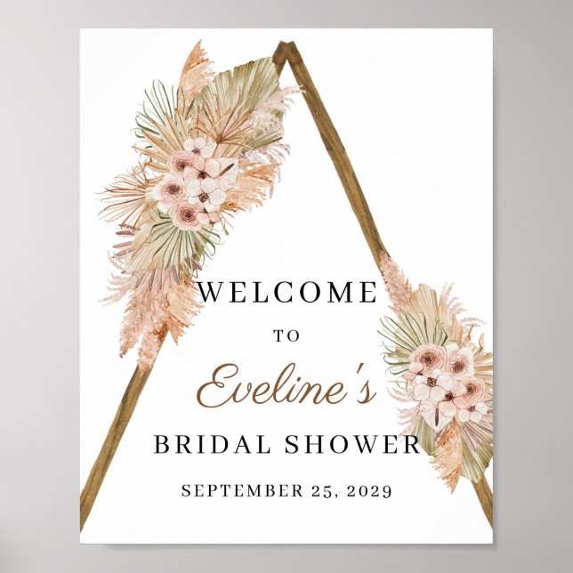 Dried Palm Pampas Grass Dusty Pink Orchid Sign (Front)