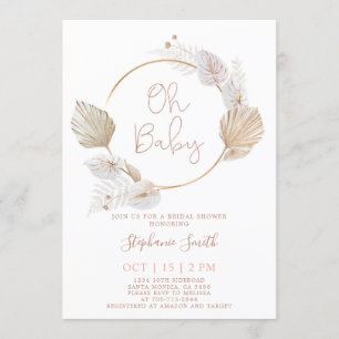 Dried palms Anthurium Baby Shower girl Invitation