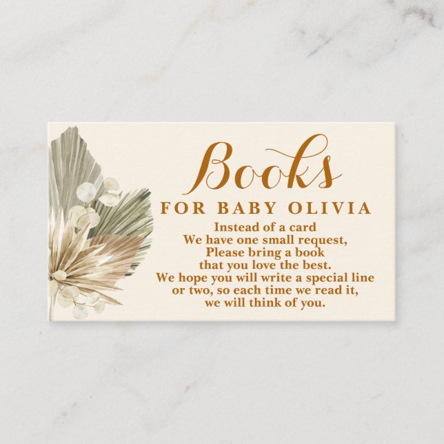 Dried Palms Lunaria Books for Baby Request Card (Front)