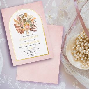 Dried palms, pampas grass soft pink wedding real