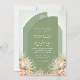 Dried Palms Sage Green Wedding Invitation