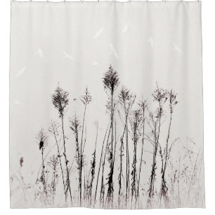 Dried Plants White Birds Minimalist Nature