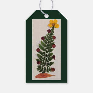 Dried Press Flower Christmas Tree Gift Tag