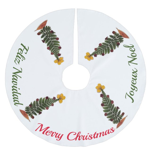 Dried press flower Christmas Tree Skirt (Front)