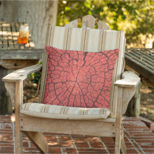 Dried Tree Log Cutaway Pinkish Red Wood Photo Outdoor Pillow