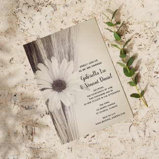 Dried Wheat and Daisy Country Farm Wedding Invitation