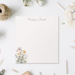 Dried Wildflower Bouquet Personalized Name Notepad