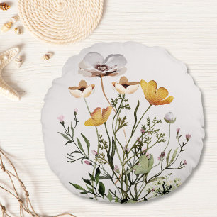 Dried Wildflower Bouquet Round Pillow