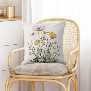 Dried Wildflower Bouquet Throw Pillow