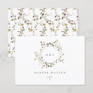 Dried Wildflower Pampas Floral Wedding Place Card