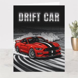 Drift Car Red Muscle Card